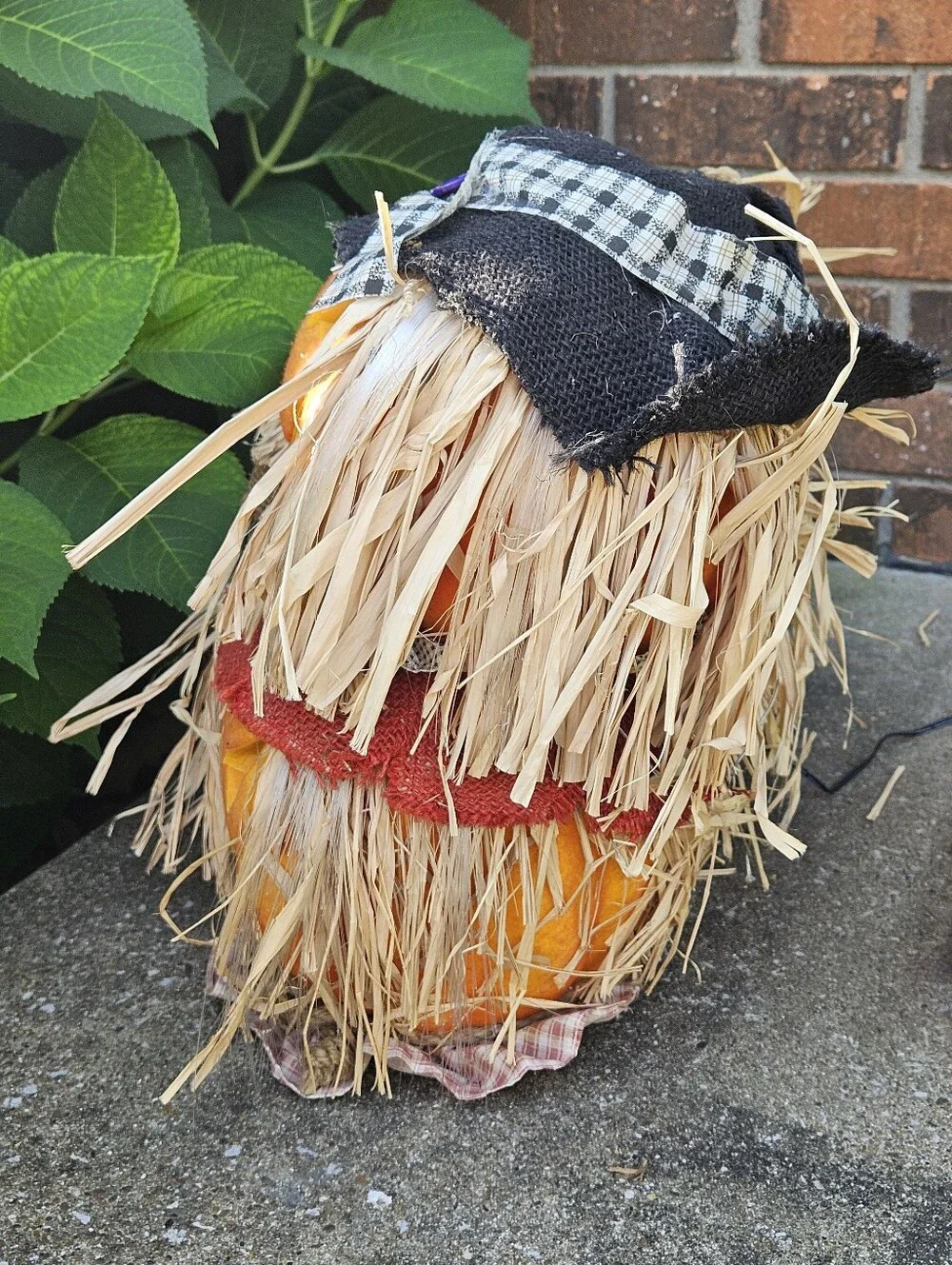 Vintage '03 Gemmy Fiber Optic 3 Pumpkins Trio Scarecrow Jack O Lantern Halloween